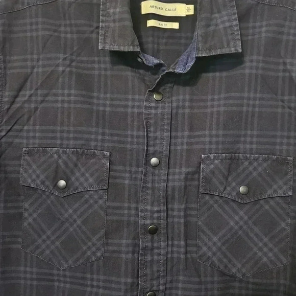ARTURO CALLE Short Sleeve Snap Down Shirt Size Medium Slim Fit EUC - Picture 5 of 12